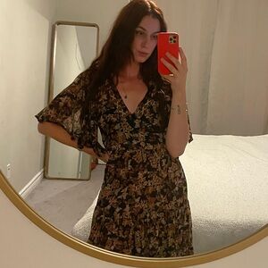 Boho floral chiffon dress with embroidered beading 🧡